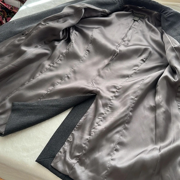 BANANA REPUBLIC Italian Wool Cashmere Double Breasted Coat Gray Lightweight 2 - Picture 10 of 15